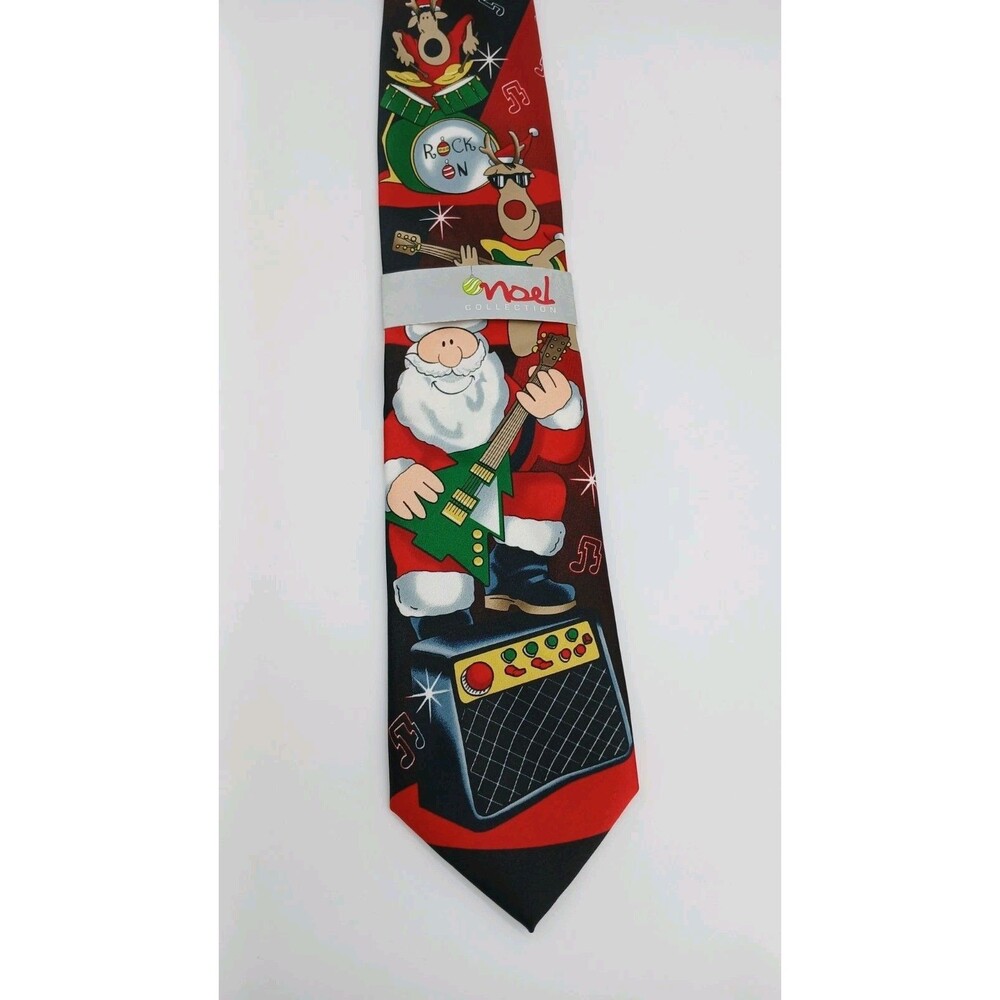 Noel Collection Men's Necktie Tie Polyester Santa Claus Reindeer Rock Band 58"